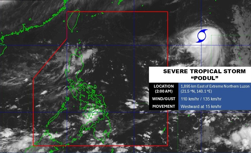 2025년 8월 10일 오전 2시 포둘 태풍 중심 위치. 사진: PAGASA
