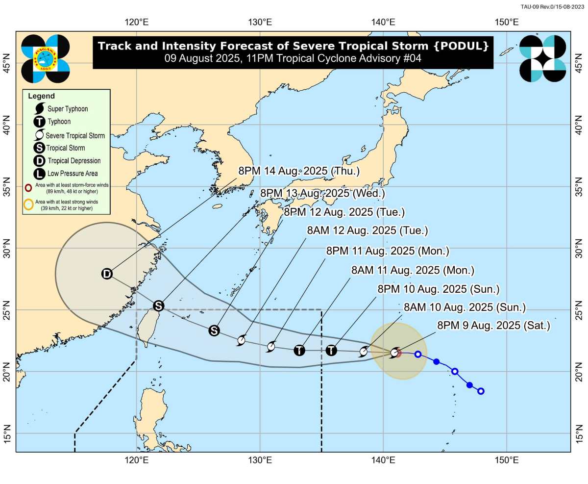 Du bao duong di cua bao Podul. Anh: PAGASA
