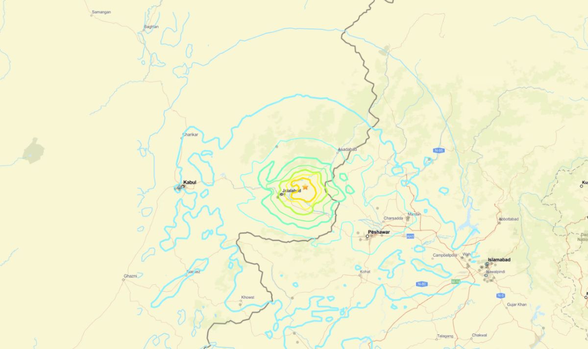 Ubicacion del terremoto en el este de Afganistan en la noche del 31 de agosto. Foto: US Geological Survey