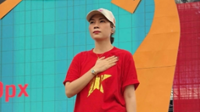 My Tam in the rehearsal for the special art program to celebrate the 80th anniversary of the August Revolution and National Day. Photo: Character provided