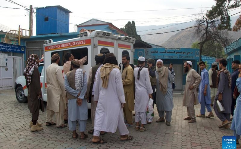 An ambulance carrying victims of an earthquake at a hospital in Kunar province, Afghanistan, on September 1, 2025. Photo: Xinhua