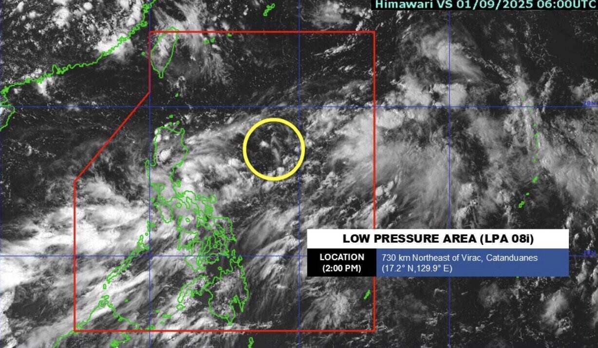 Baja presion cerca del Mar Oriental 08i el 1 de septiembre. Foto: PAGASA