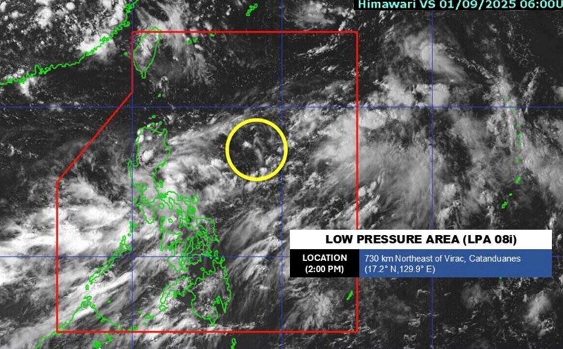 Low pressure near the East Sea 08i on September 1. Photo: PAGASA