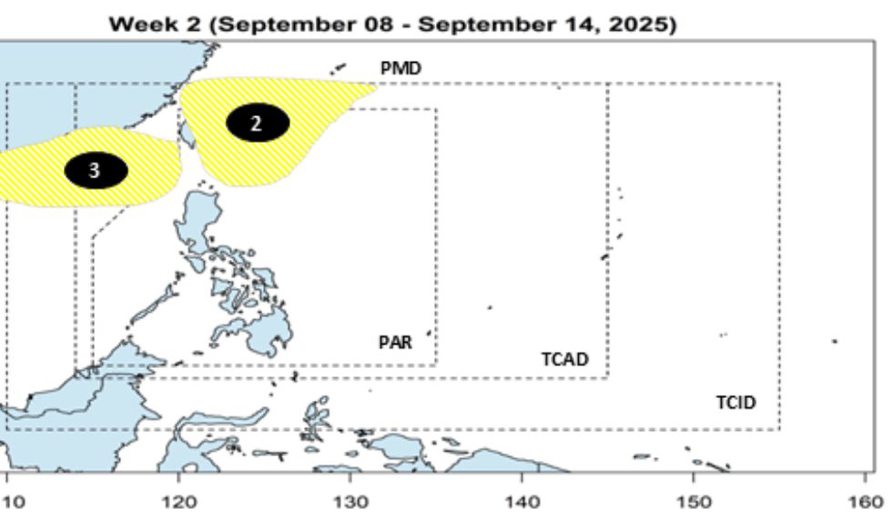 Du bao 2 ap thap tuan tu ngay 9-7.9.2025. Anh: PAGASA