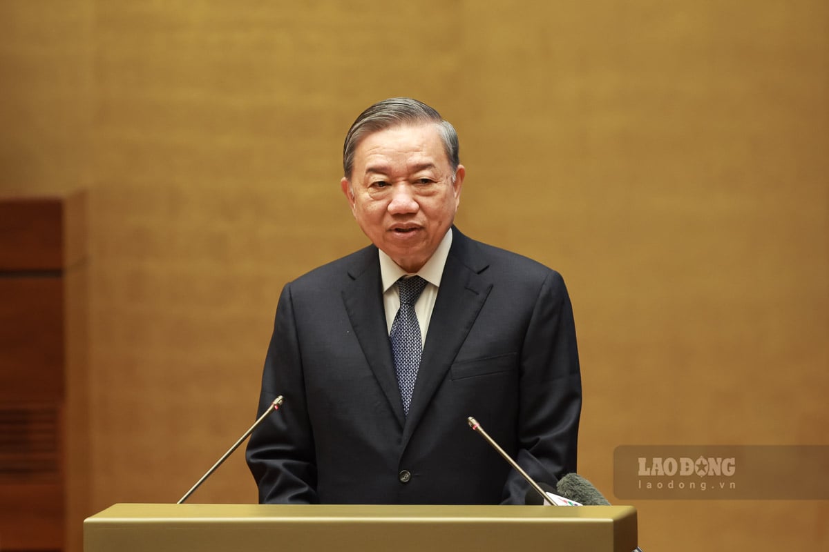 General Secretary To Lam gave a speech directing the Conference to disseminate 4 Resolutions of the Politburo. Photo: Hai Nguyen