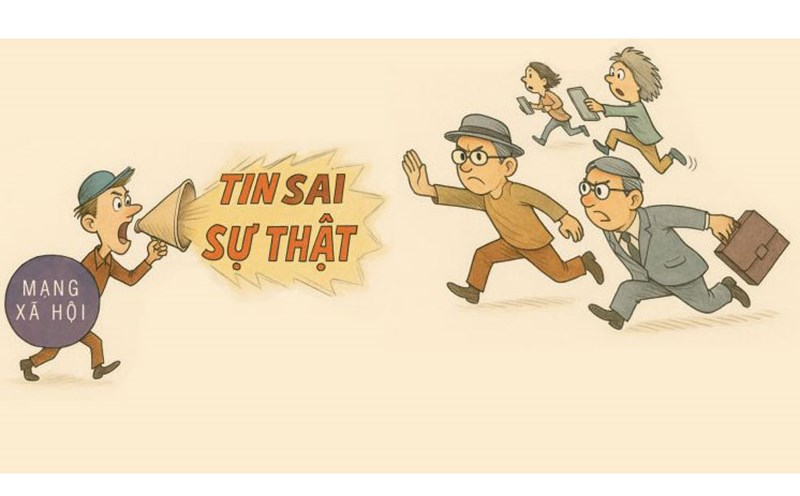 Social network participants need to join hands with management agencies and businesses to repel and prevent fake news and false information in the digital space. Illustration: Hoang Tung