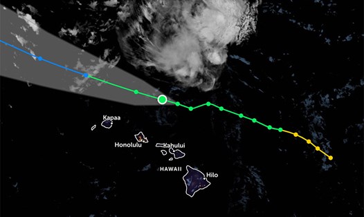 Dự báo đường đi và vùng ảnh hưởng của bão Kiko trên Thái Bình Dương. Ảnh: NOAA