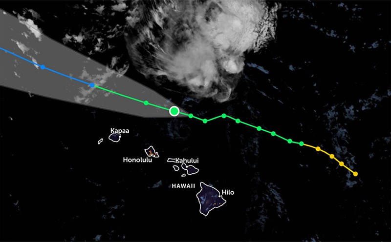 Forecast of the path and area of impact of Kiko in the Pacific Ocean. Photo: NOAA