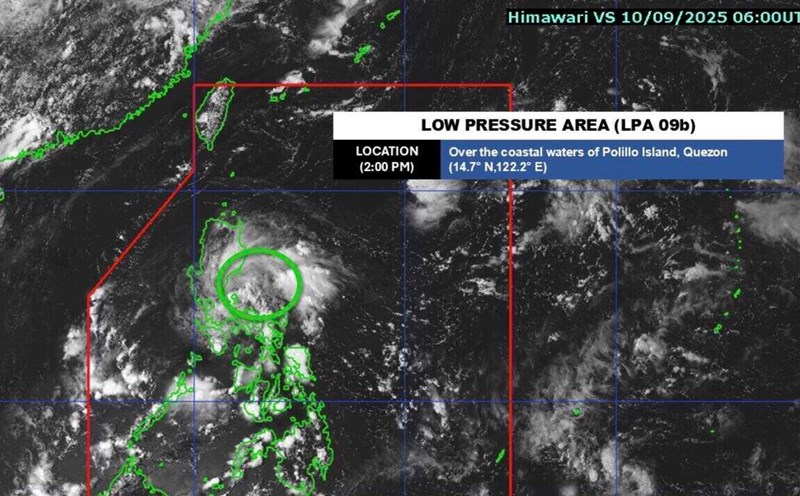 Low pressure near the East Sea 09b on the afternoon of September 10. Photo: PAGASA