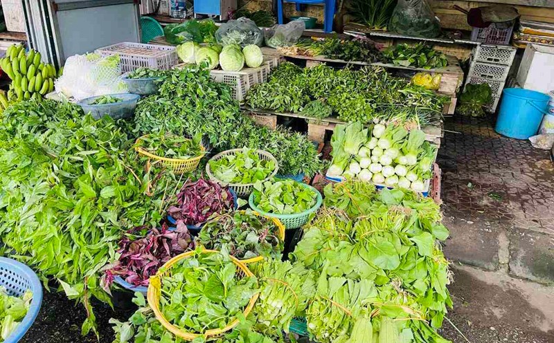 Green vegetables " scale up" at markets in the West of Hai Phong. Photo: Mai Huong