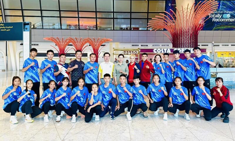 2025년 세계 청소년 선수권 대회에 참가한 베트남 무에타이 팀. 사진: 레 나