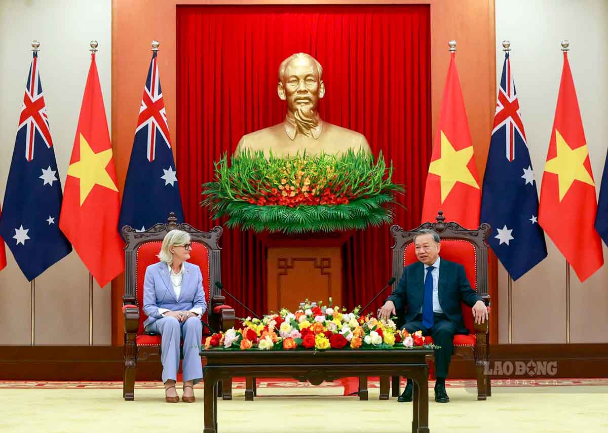 Tong Bi thu To Lam tiep Toan quyen Australia Sam Mostyn. Anh: Hai Nguyen