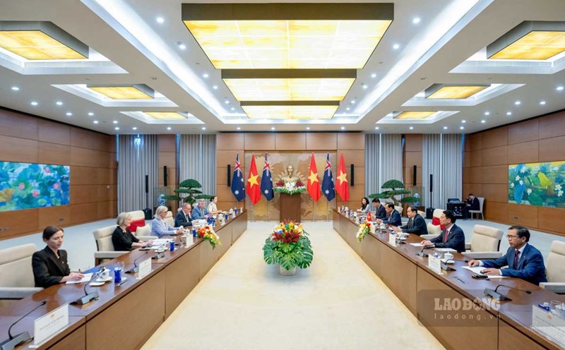 Politburo member and National Assembly Chairman Tran Thanh Man met with Australian Governor-General Sam Mostyn on the afternoon of September 10. Photo: Hai Nguyen