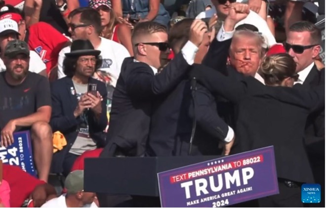 Asesinato fallido de Trump el 13 de julio de 2024. Foto: Xinhua