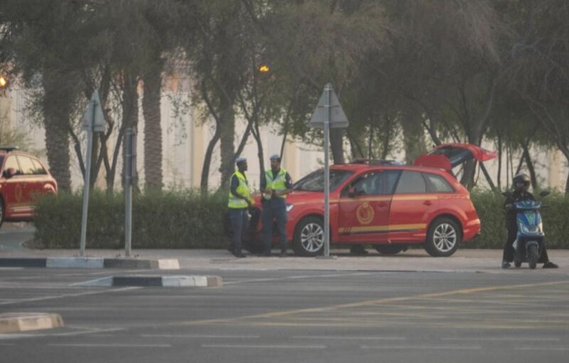 Fuerzas de seguridad de servicio cerca del area donde ocurrio el ataque israeli contra los lideres de Hamas el 9 de septiembre. Foto: Xinhua