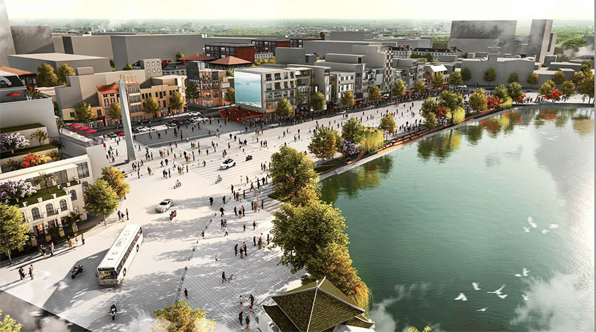 Dong Kinh Nghia Thuc広場改修プロジェクトの風景。写真:設計会社提供