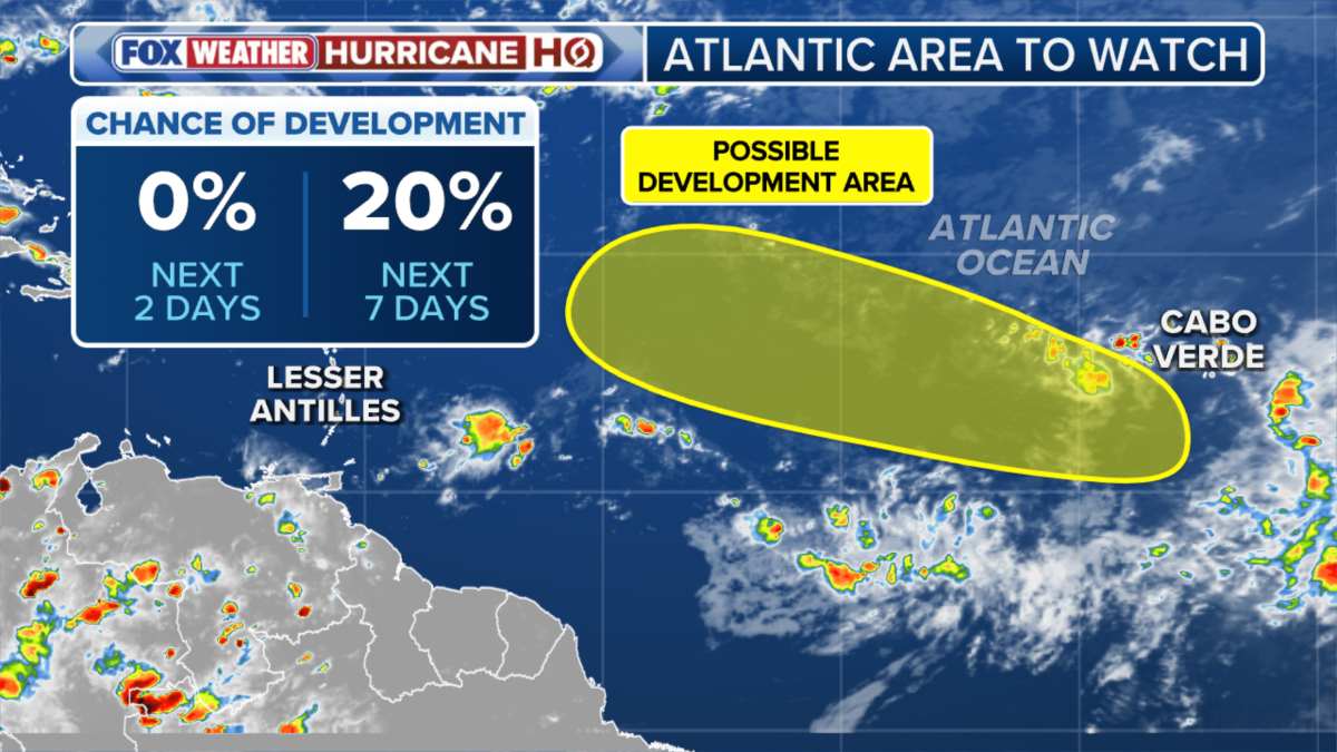Zona de baja presion frente a la costa de Africa Occidental el 10 de septiembre de 2025. Foto: Fox Weather
