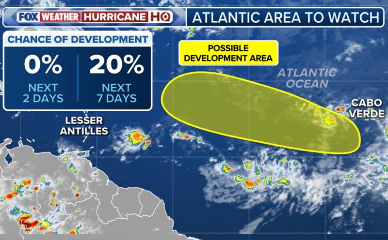 The low pressure area is off the coast of West Africa on September 10, 2025. Photo: Fox Weather