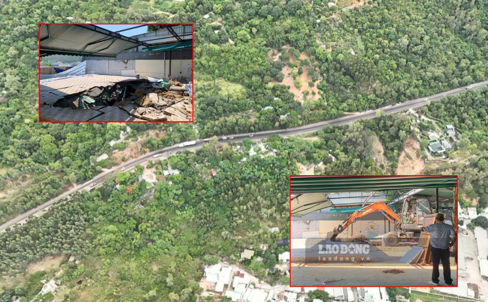 Enforced demolition of illegal constructions along National Highway 1D (Quy Nhon Nam Ward, Gia Lai). Photo: Hoai Phuong