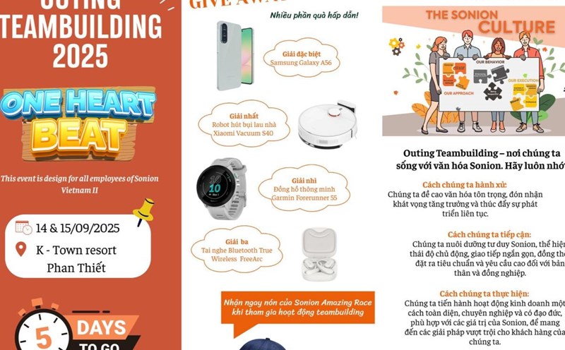 Notice of the tourism program of the Sonion Vietnam II Trade Union sent to union members and workers. Photo: Trade Union