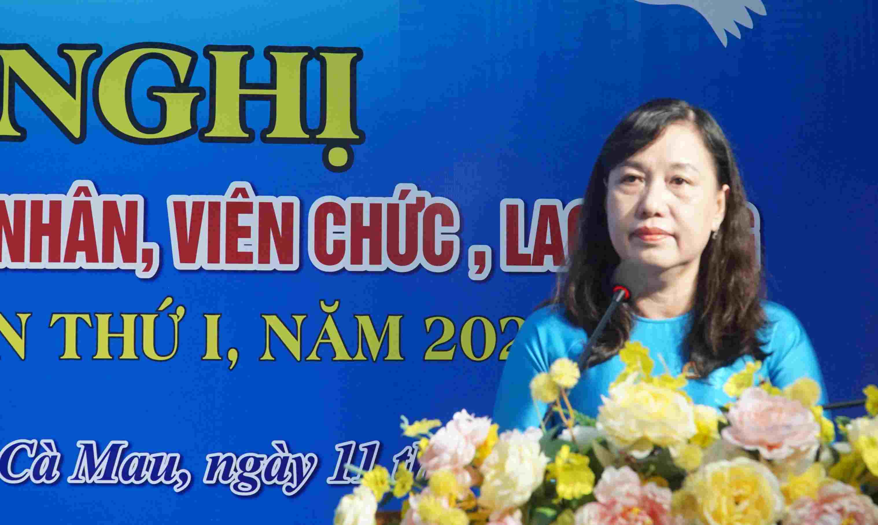 Chu tich LDLD tinh Ca Mau Huynh Ut Muoi phat bieu tai hoi nghi. Anh: Nhat Ho