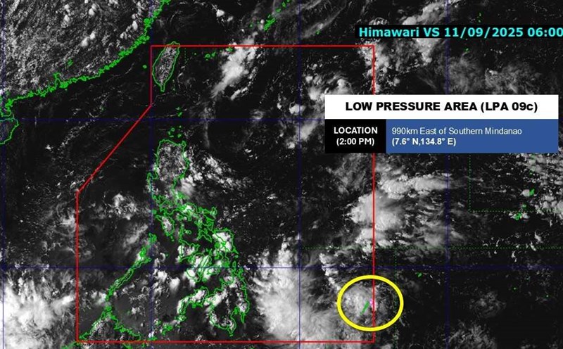 Location of low pressure 09c at 2:00 a.m. on September 11, 2025. Photo: PAGASA