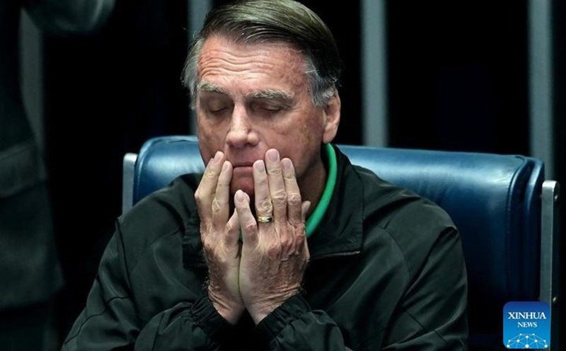 Former Brazilian President Jair Bolsonaro at a special session of the Brazilian Senate on July 17, 2025. Photo: Xinhua