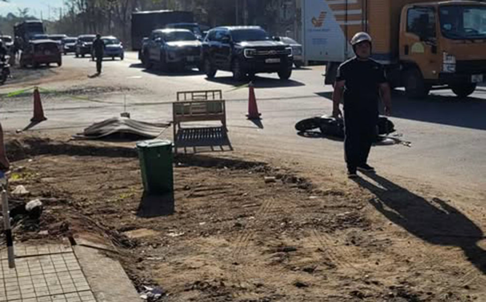 The scene of the accident that caused Ms. S to die on the spot. Photo: Duc Tuan