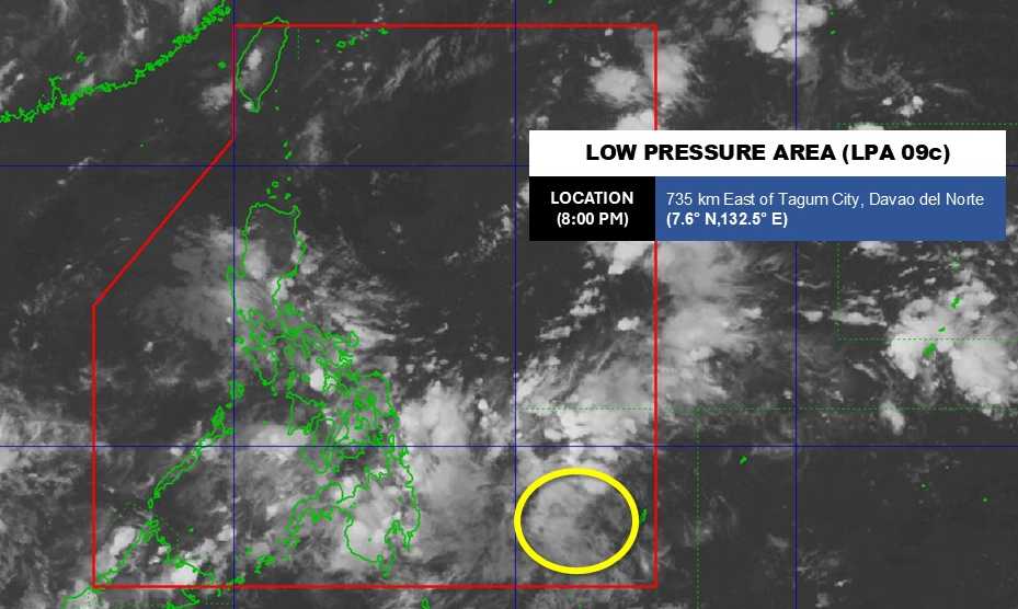 Cap nhat vi tri cua ap thap gan Bien Dong. Anh: PAGASA