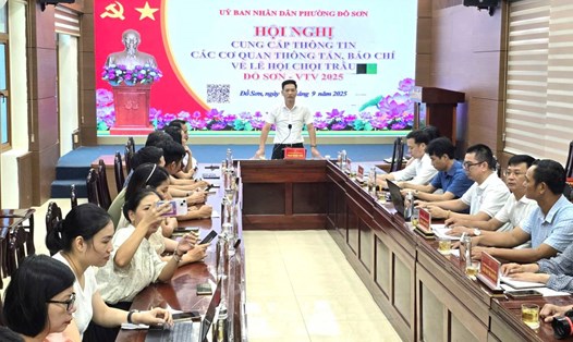 Phường Đồ Sơn, Hải Phòng họp báo thông tin lễ hội chọi trâu năm 2025. Ảnh: Mai Dung