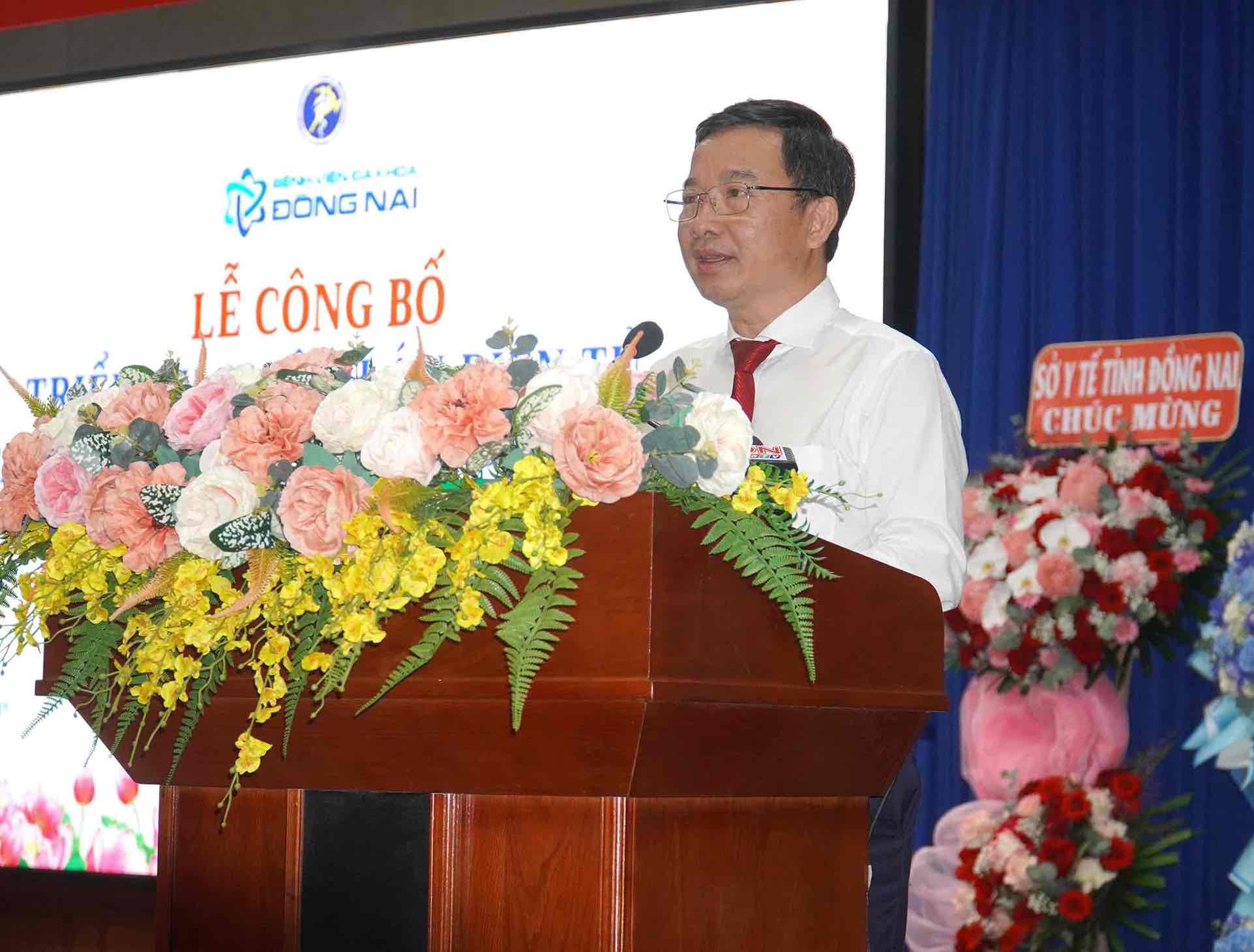 BS CKII Le Quang Trung – Pho Giam doc So Y te tinh Dong Nai phat bieu chi dao tai le cong bo benh an dien tu tai Benh vien Da khoa Dong Nai. Anh: HAC