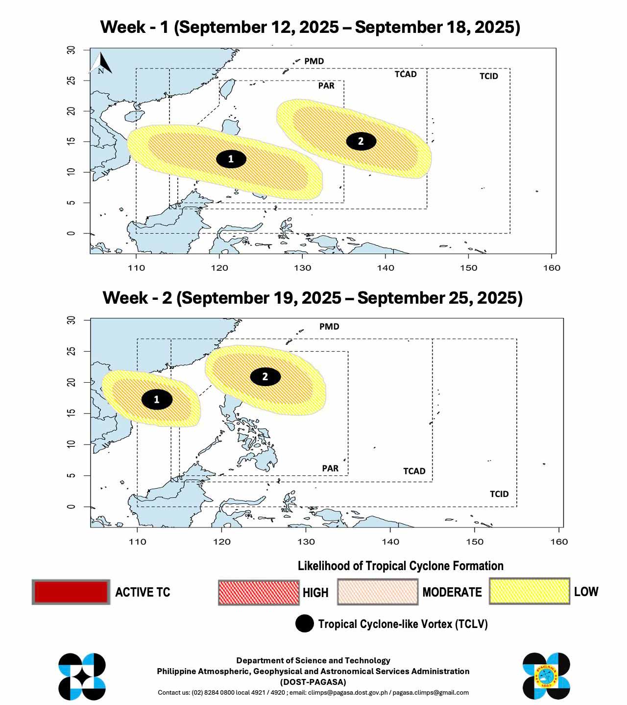 Du bao ap thap xuat hien gan Bien Dong va kha nang manh len thanh bao, huong ve Viet Nam. Anh: PAGASA