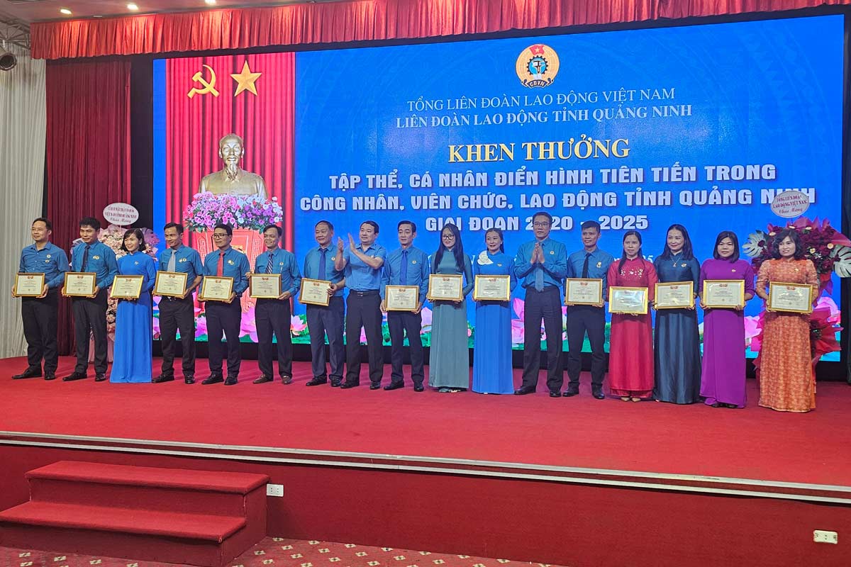 Nhieu ca nhan duoc nhan Ky niem chuong “Vi su nghiep xay dung to chuc Cong doan“. Anh: Doan Hung