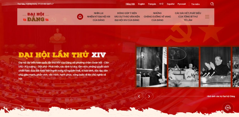 Trang thong tin dien tu Dang Cong san Viet Nam-Dai hoi XIV. Anh: TTXVN 