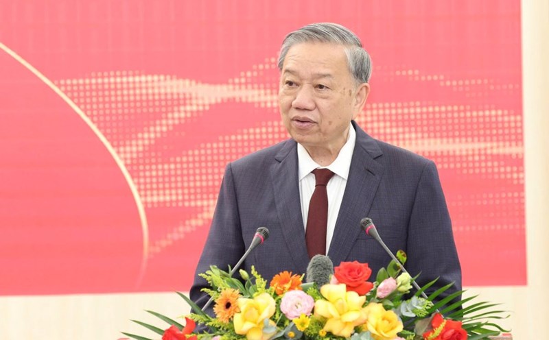 General Secretary To Lam gave a speech at the launching ceremony of the website "Vietnam Communist Party - 14th National Congress". Photo: VNA