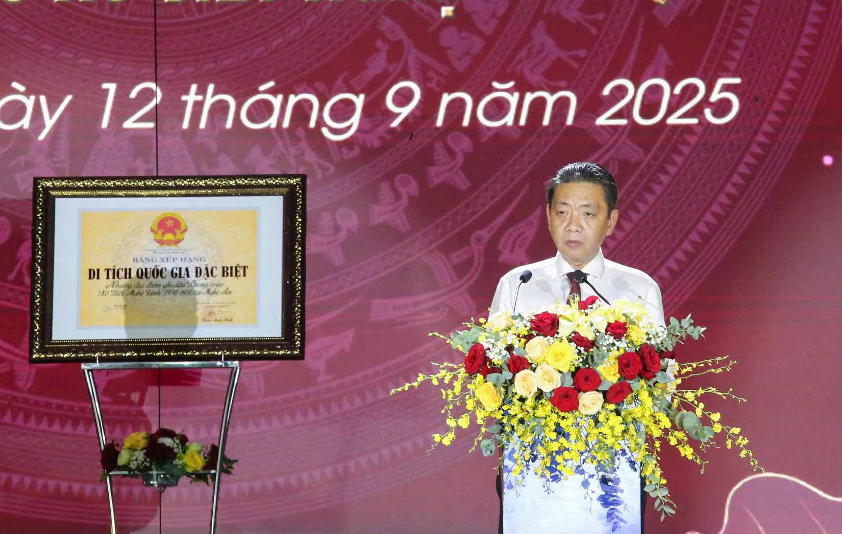 Thu truong Bo Van hoa - The thao va Du lich Hoang Dao Cuong phat bieu tai buoi le. Anh: Duy Chuong