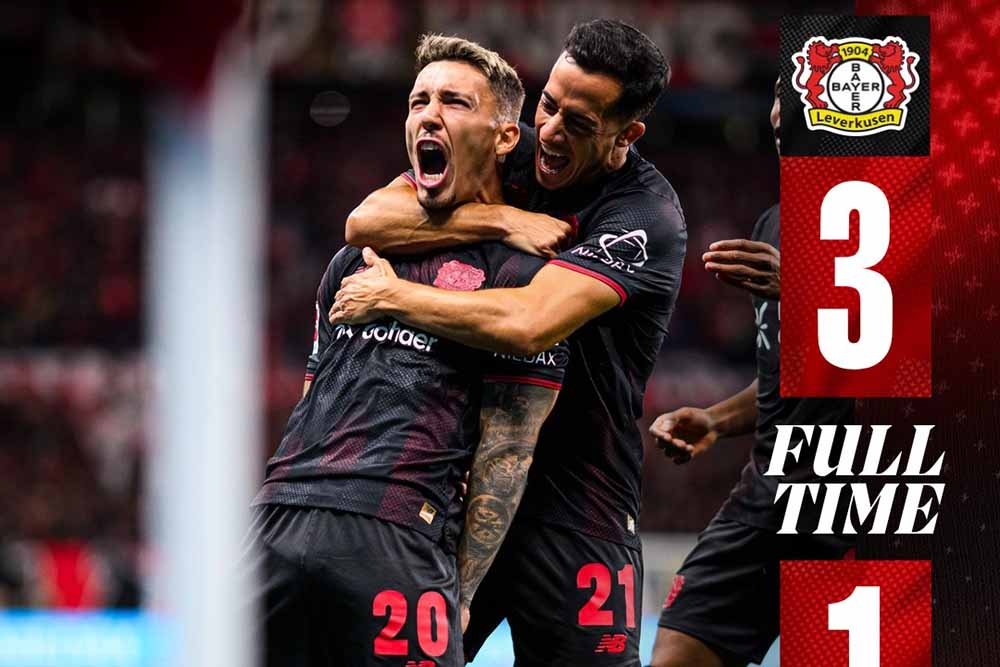 바이어 레버쿠젠은 2025-2026 분데스리가 3라운드에서 아인트라흐트 프랑크푸르트를 3-1로 꺾었습니다. 사진: 바이어 레버쿠젠