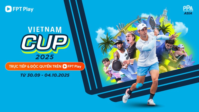 The PPA Tour Asia - Vietnam Cup 2025 Pickleball Championship will be broadcast exclusively in Vietnam. Photo: FPT Play