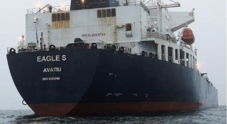 Le navire d'huile d'Eagle S etait soupçonne de couper le cable dans la mer Baltique a la fin de 2024. Photo: Garde cotiere finlandaise