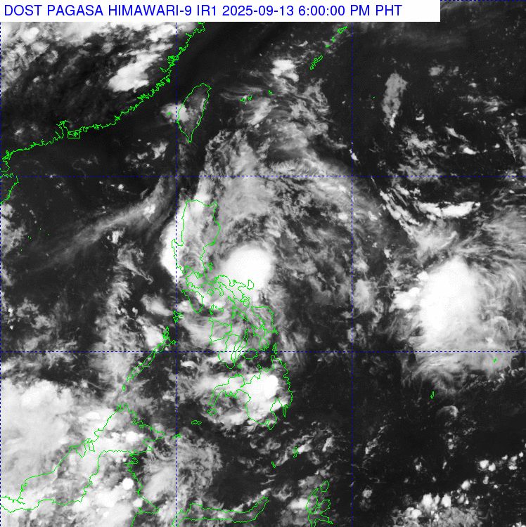 Hinh thai thoi tiet quanh ap thap hoi 6h chieu 13.9. Anh: PAGASA