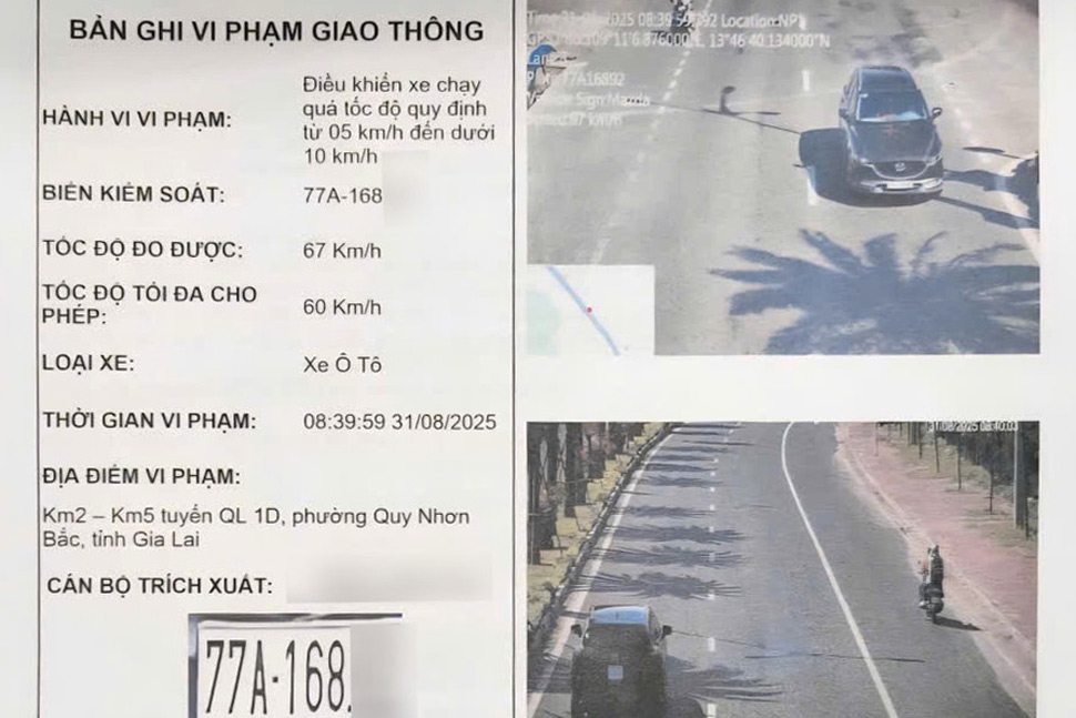 Traffic surveillance camera recorded the car with license plate 77A-168.xx violating the speed limit 31 times in 6 months. Photo: Traffic Police Department