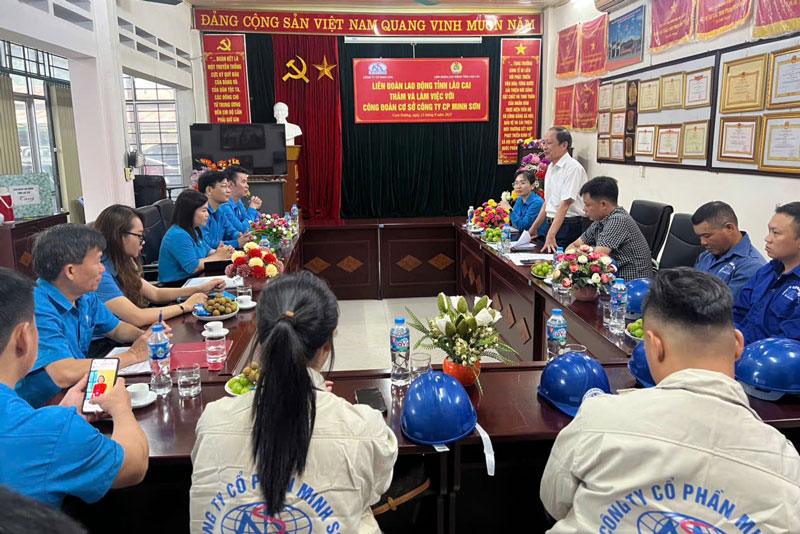 Doan cong tac lam viec voi cac doanh nghiep. Anh: Manh Hung