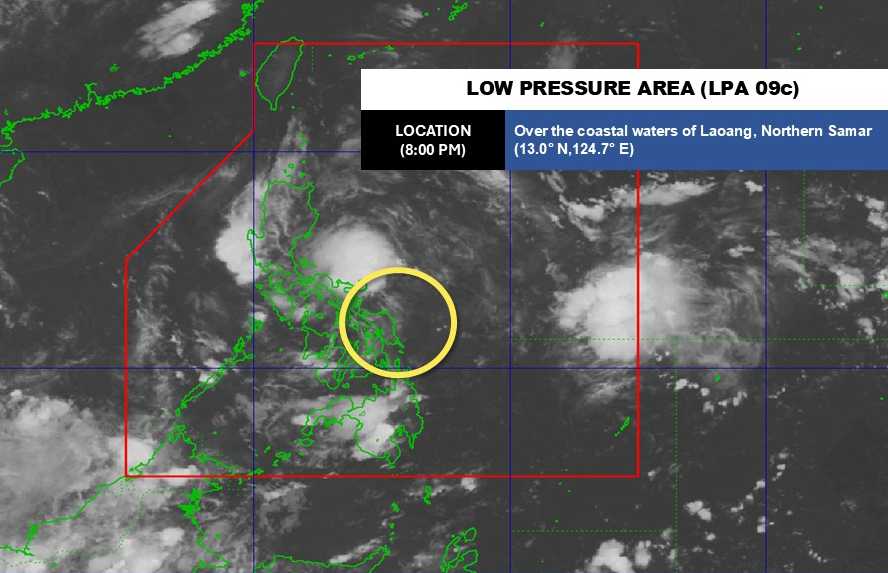Cap nhat vi tri cua ap thap gan Bien Dong. Anh: PAGASA