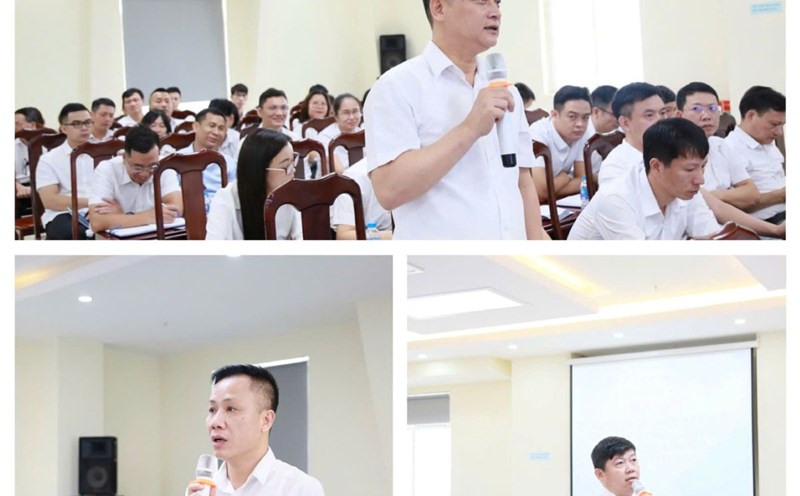 Representatives of social insurance leaders of the facilities exchanged and shared experiences at the conference. Photo: Hai Phong Social Insurance