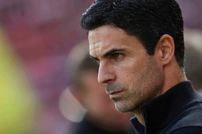 Mikel Arteta hai long ve man the hien cua cac hoc tro. Anh: AFP