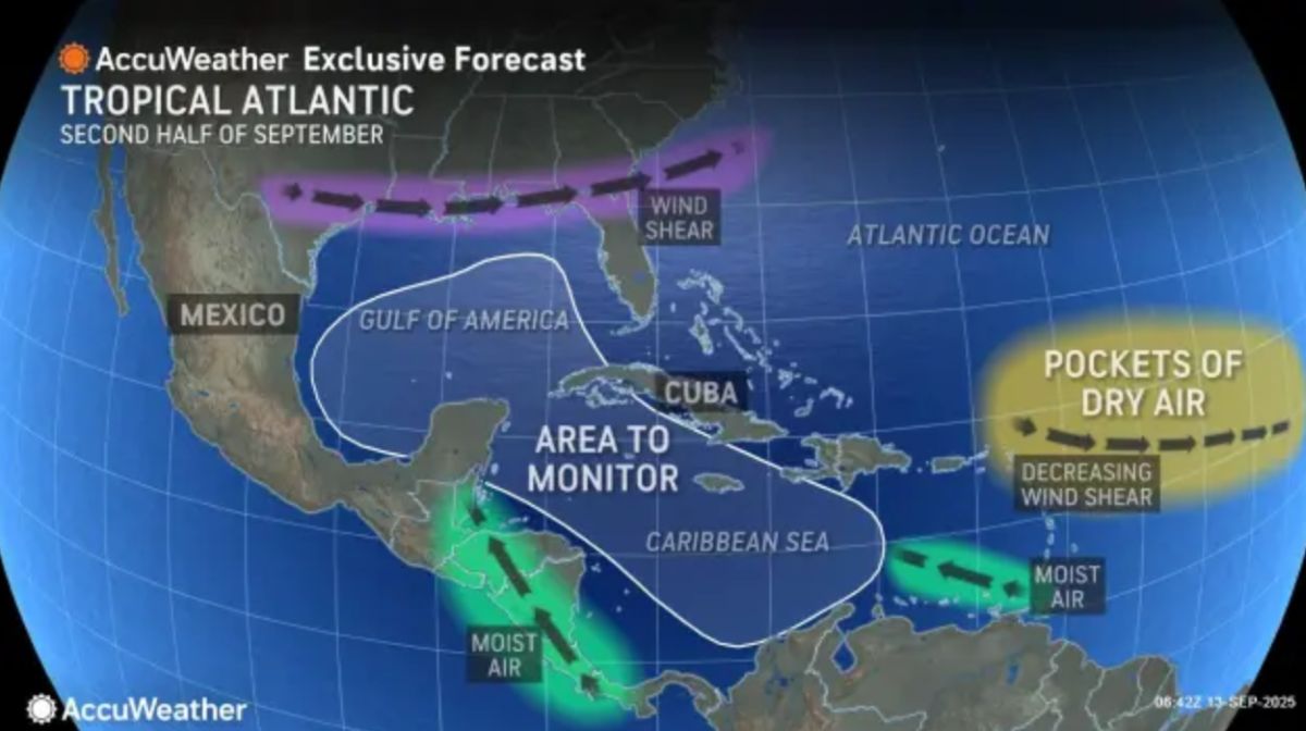 La zona de baja presion esta siendo monitoreada por el Centro Nacional de Huracanes de EE. UU. Foto: AccuWeather