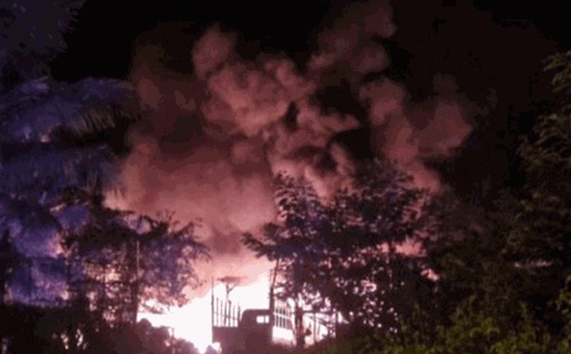 The scrap collection workshop caught fire. Photo: Police