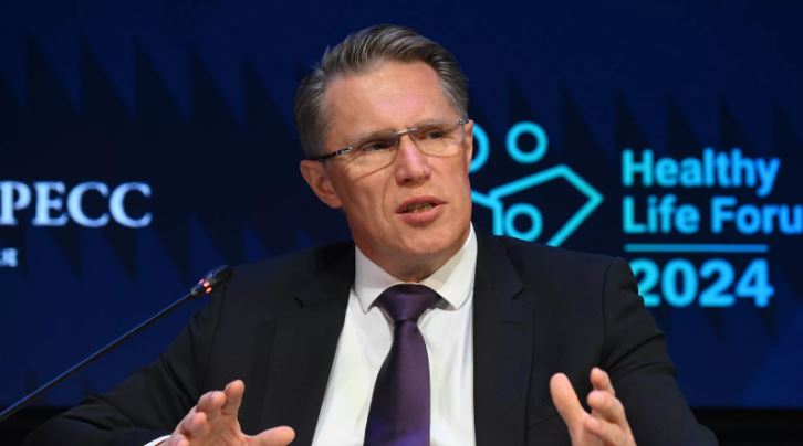 Ministro de Salud ruso Mikhail Murashko en un evento en 2024. Foto: Sputnik