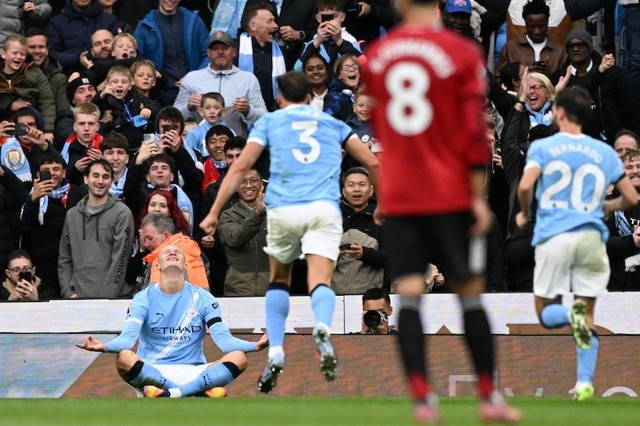 Man City da chung to dang cap vuot troi so voi Man United.  Anh: AFP