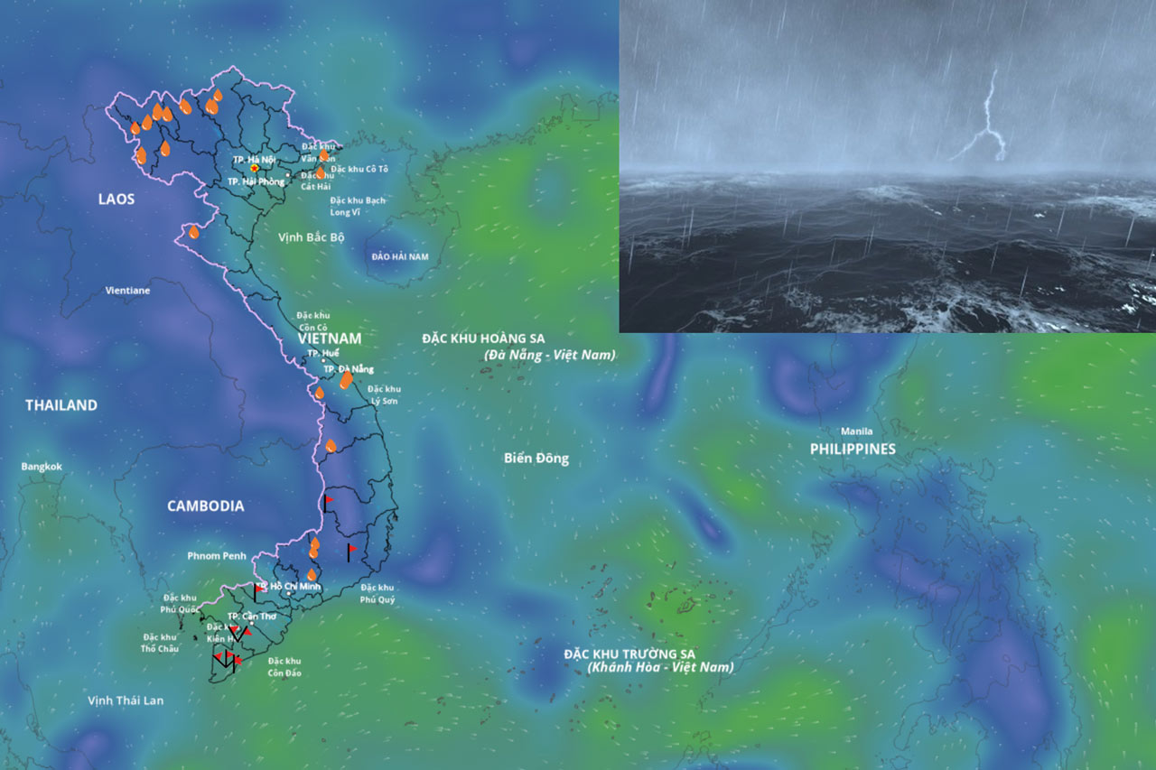 Forecast of thunderstorms due to low pressure in the East Sea